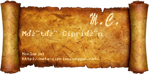 Máté Ciprián névjegykártya